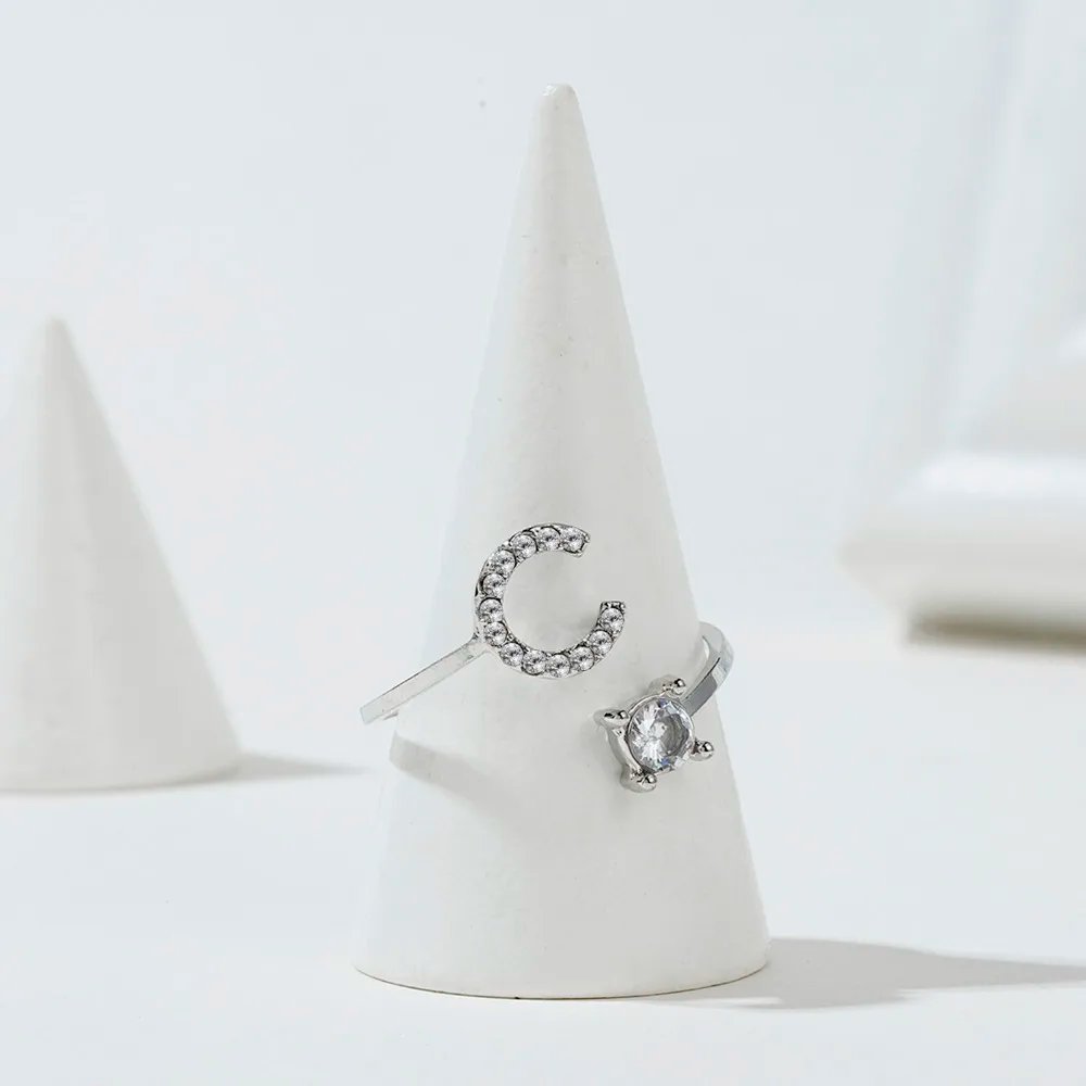 A-Z Letter Adjustable Opening Rings For Women Couple Alphabet Name Men Initials Ring Men Wedding Finger Jewelry Anillos Mujer