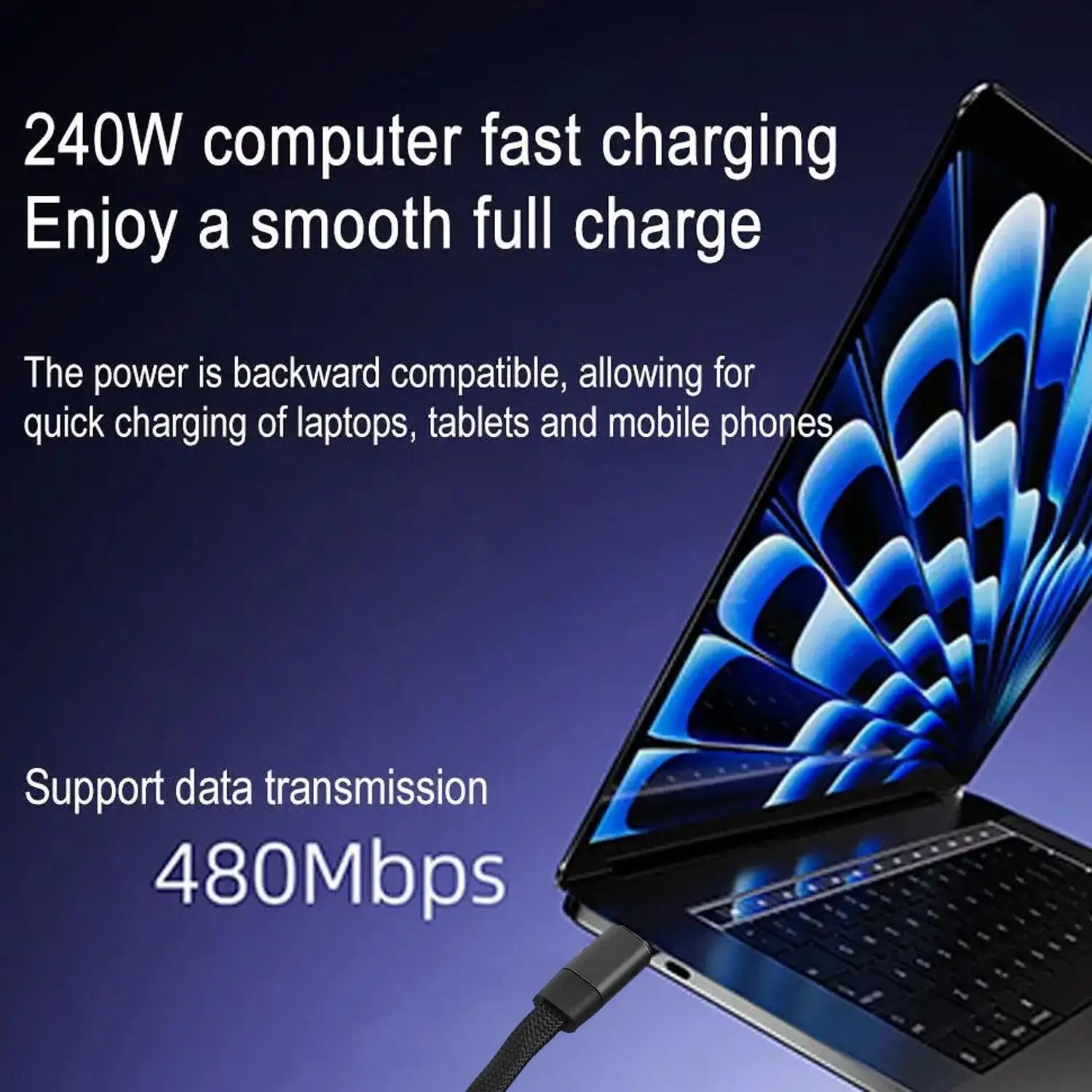 Quick Charge Flat Phone Charger Type C 240W Foldable Stand Fast Charging Kick Cable Stand Holder Cord for IPhone 17 16 Samsung