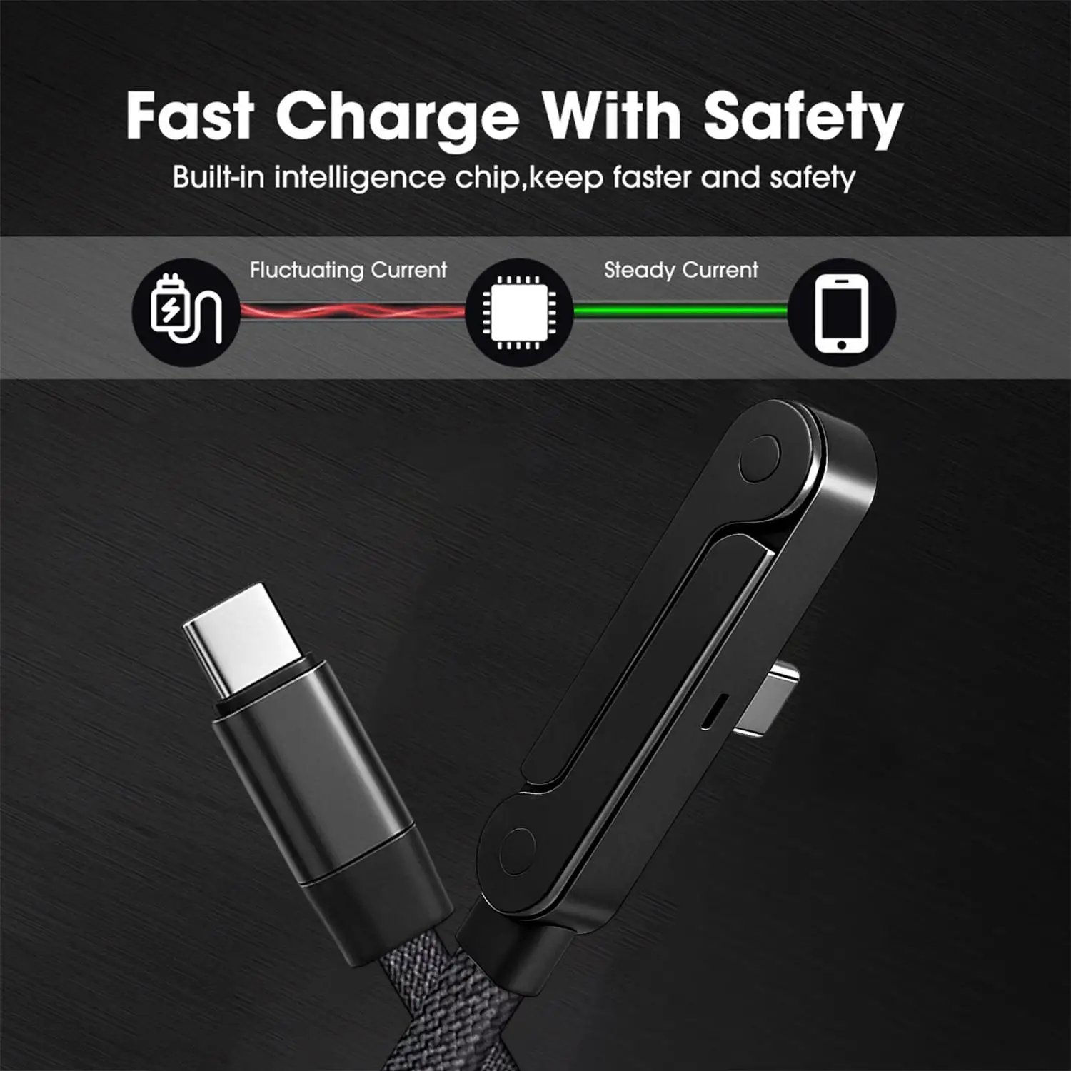 Quick Charge Flat Phone Charger Type C 240W Foldable Stand Fast Charging Kick Cable Stand Holder Cord for IPhone 17 16 Samsung