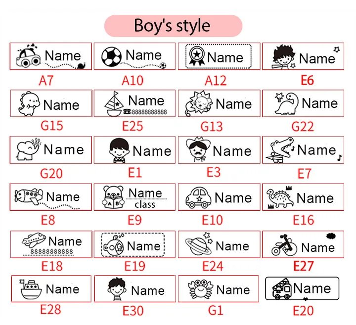 Children's Name Seal Custom Student's Name Stamp  Kindergarten Clothes Waterproof Name Sticker Will Not be Washed Off  Christmas