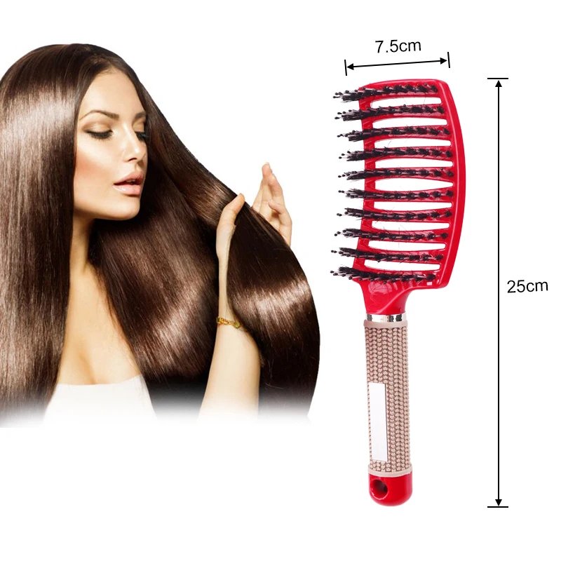 Hair Brush Scalp Massage Comb Hairbrush Bristle&Nylon Women Wet Curly Detangle Hair Brush for Salon Hairdressing Styling Tools