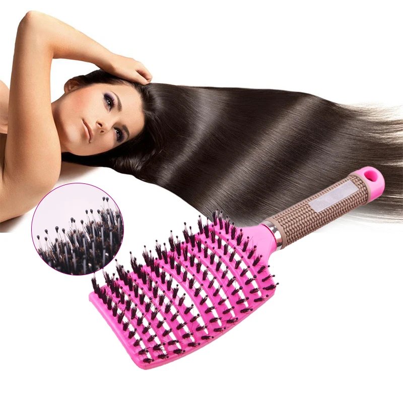 Hair Brush Scalp Massage Comb Hairbrush Bristle&Nylon Women Wet Curly Detangle Hair Brush for Salon Hairdressing Styling Tools