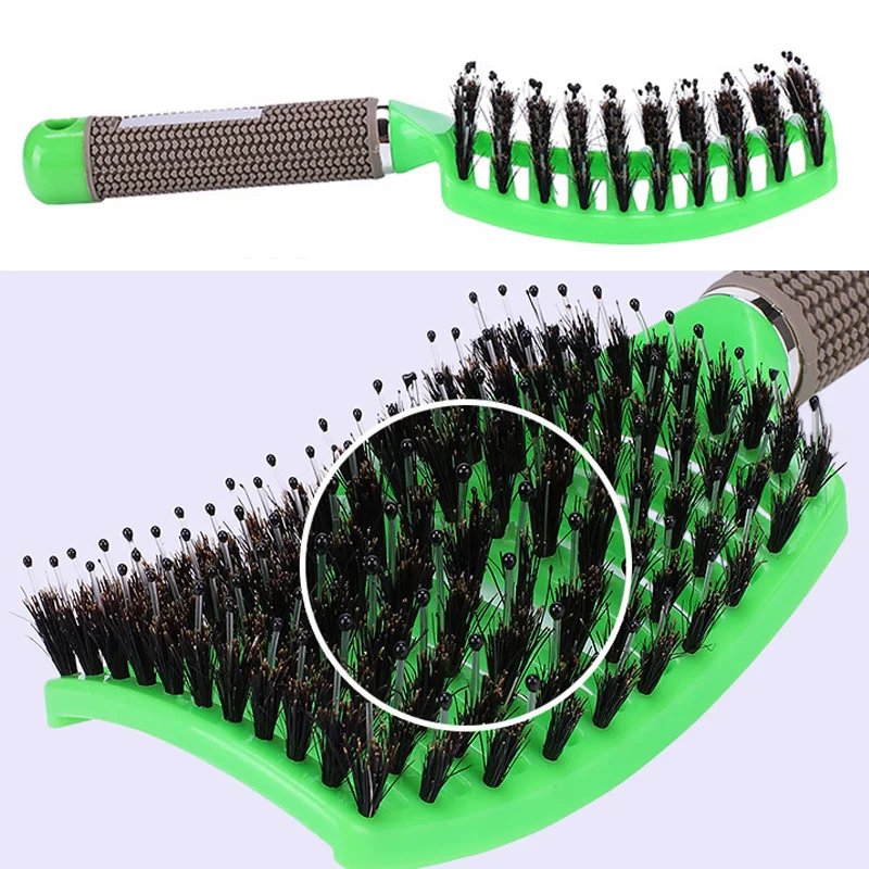 Hair Brush Scalp Massage Comb Hairbrush Bristle&Nylon Women Wet Curly Detangle Hair Brush for Salon Hairdressing Styling Tools