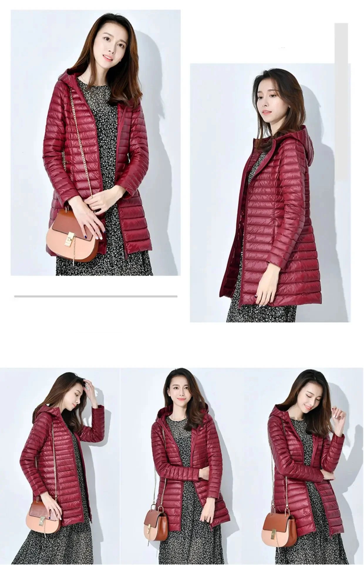 Winter Lightweight Down Jacket Women Mid Length White Duck Down Puffer Coat Woman Portable Slim Fit Fashion Outerwear JK-070