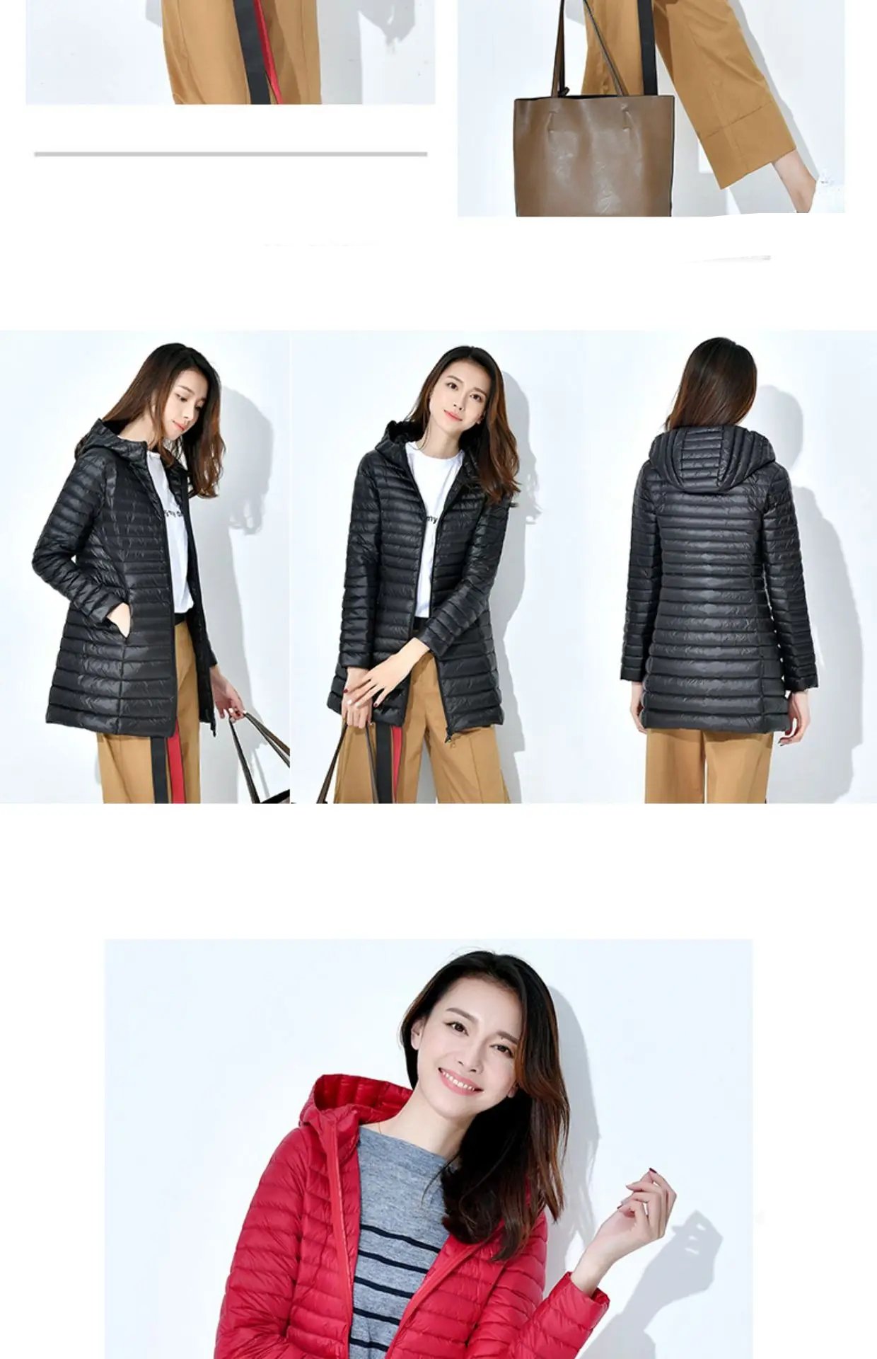 Winter Lightweight Down Jacket Women Mid Length White Duck Down Puffer Coat Woman Portable Slim Fit Fashion Outerwear JK-070