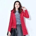Winter Lightweight Down Jacket Women Mid Length White Duck Down Puffer Coat Woman Portable Slim Fit Fashion Outerwear JK-070 - Image 2
