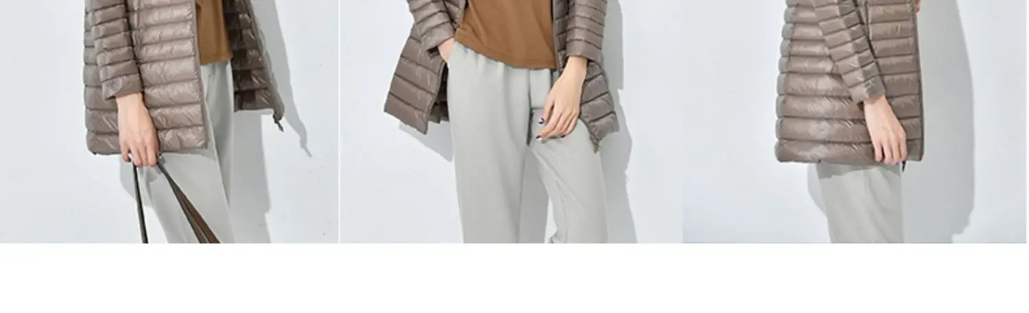 Winter Lightweight Down Jacket Women Mid Length White Duck Down Puffer Coat Woman Portable Slim Fit Fashion Outerwear JK-070