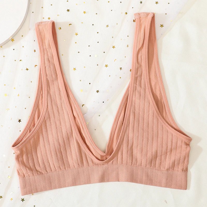 Women Deep V Ribbed Bralette Push-Up Bras Sports Seamless Bra Padded & Unlined Underwear Two Versions Top Sexy Lingerie S-XL Women Deep V Ribbed Bralette Push-Up Bras Sports Seamless Bra Padded & Unlined Underwear Two Versions Top Sexy Lingerie S-XL