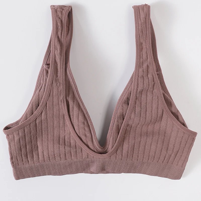 Women Deep V Ribbed Bralette Push-Up Bras Sports Seamless Bra Padded & Unlined Underwear Two Versions Top Sexy Lingerie S-XL Women Deep V Ribbed Bralette Push-Up Bras Sports Seamless Bra Padded & Unlined Underwear Two Versions Top Sexy Lingerie S-XL