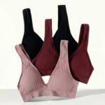 Women Deep V Ribbed Bralette Push-Up Bras Sports Seamless Bra Padded & Unlined Underwear Two Versions Top Sexy Lingerie S-XL