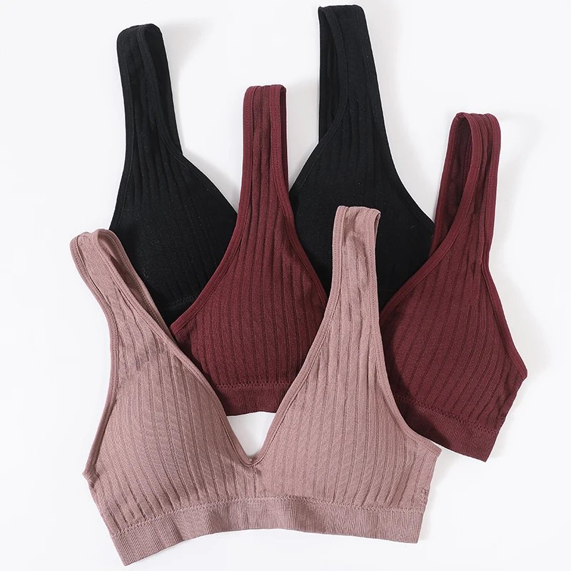 Women Deep V Ribbed Bralette Push-Up Bras Sports Seamless Bra Padded & Unlined Underwear Two Versions Top Sexy Lingerie S-XL Women Deep V Ribbed Bralette Push-Up Bras Sports Seamless Bra Padded & Unlined Underwear Two Versions Top Sexy Lingerie S-XL