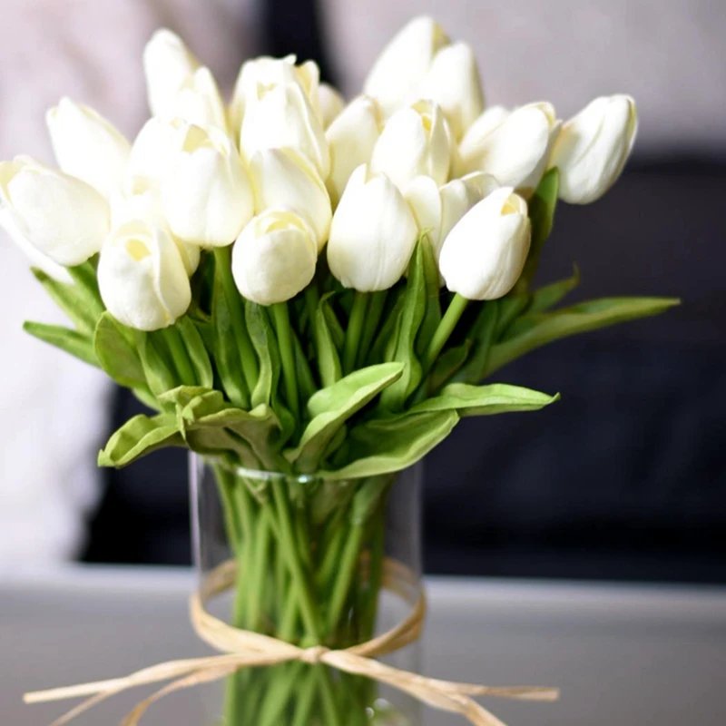 28163-aejktf.jpg 10PCS Tulip Artificial Flower Real Touch Artificial Bouquet PE Fake Flower for Wedding Decoration Flowers Home Garden Decor - Image 1