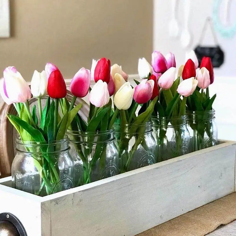 10PCS Tulip Artificial Flower Real Touch Artificial Bouquet PE Fake Flower for Wedding Decoration Flowers Home Garden Decor 10PCS Tulip Artificial Flower Real Touch Artificial Bouquet PE Fake Flower for Wedding Decoration Flowers Home Garden Decor