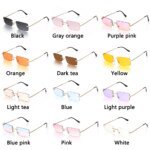 Fashion Rectangle Rimless Sunglasses Luxury Design Women Unisex Retro Gradient Glasses Eyeglasses UV400 Streetwear Accessories - Image 6
