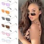 Fashion Rectangle Rimless Sunglasses Luxury Design Women Unisex Retro Gradient Glasses Eyeglasses UV400 Streetwear Accessories - Image 2