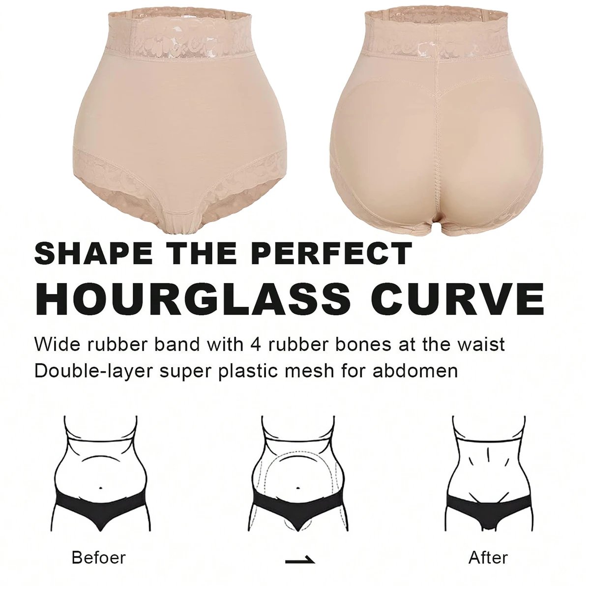 Tummy control butt lifter body shapewear women slimming girdle body shaper waist trainer high waist flat belly
