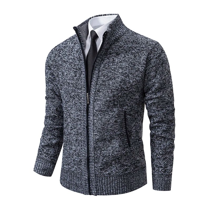 Men's Casual Sports Coat Solid Color Stand Collar sweater Grab Fleece Warm Zipper Cardigan Men's Casual Sports Coat Solid Color Stand Collar sweater Grab Fleece Warm Zipper Cardigan