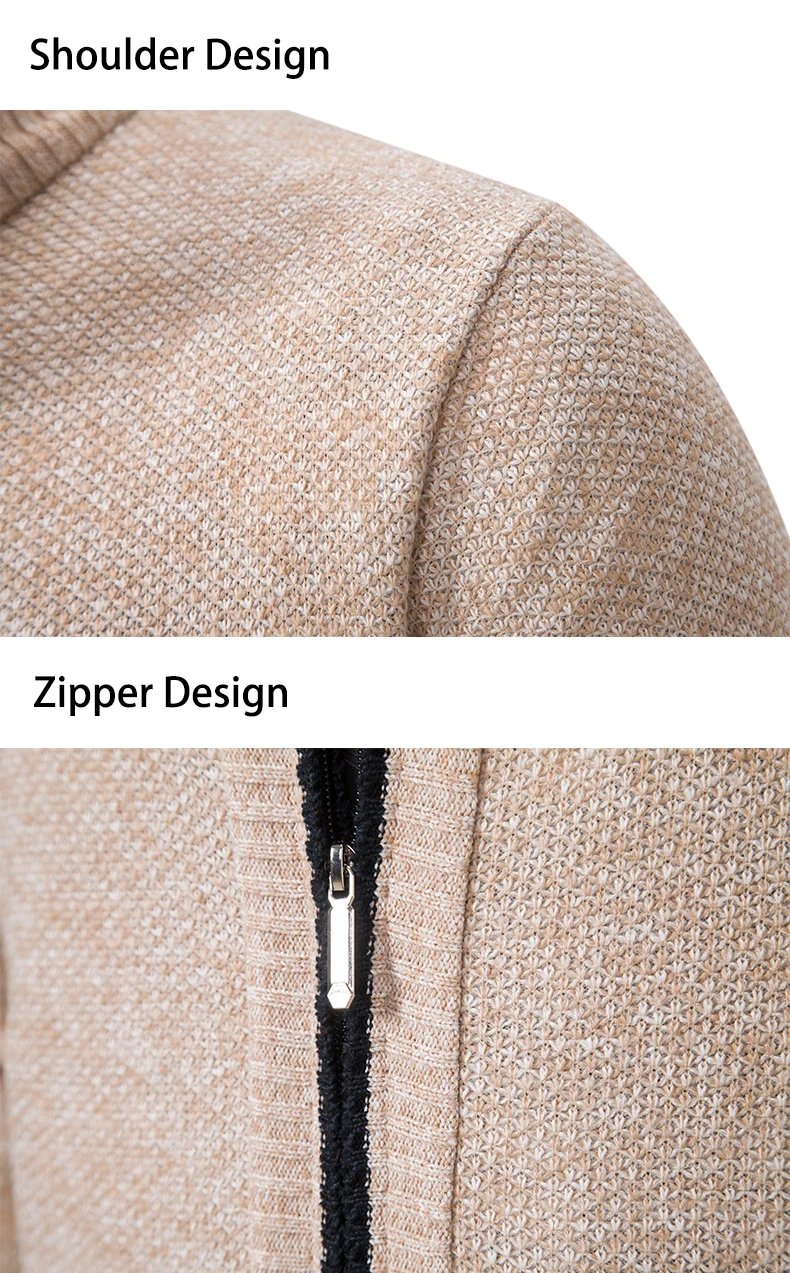 Men's Casual Sports Coat Solid Color Stand Collar sweater Grab Fleece Warm Zipper Cardigan Men's Casual Sports Coat Solid Color Stand Collar sweater Grab Fleece Warm Zipper Cardigan