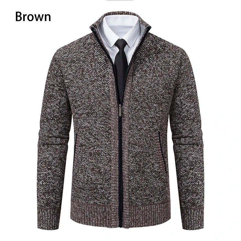 Men's Casual Sports Coat Solid Color Stand Collar sweater Grab Fleece Warm Zipper Cardigan Men's Casual Sports Coat Solid Color Stand Collar sweater Grab Fleece Warm Zipper Cardigan