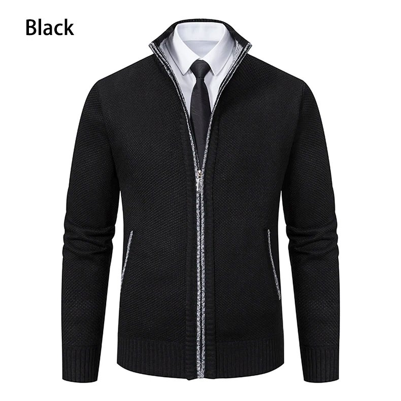 Men's Casual Sports Coat Solid Color Stand Collar sweater Grab Fleece Warm Zipper Cardigan Men's Casual Sports Coat Solid Color Stand Collar sweater Grab Fleece Warm Zipper Cardigan