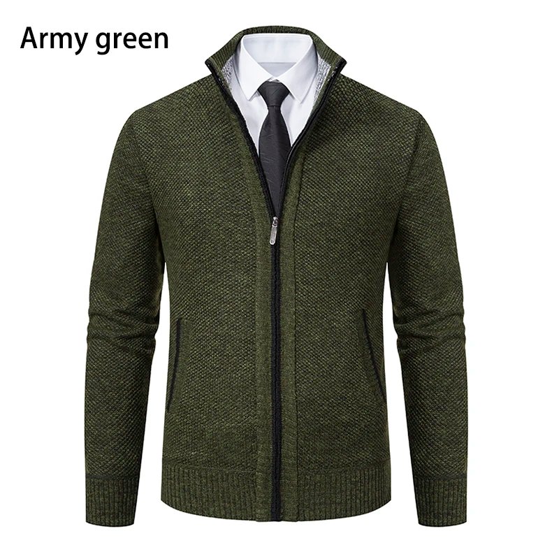 Men's Casual Sports Coat Solid Color Stand Collar sweater Grab Fleece Warm Zipper Cardigan Men's Casual Sports Coat Solid Color Stand Collar sweater Grab Fleece Warm Zipper Cardigan