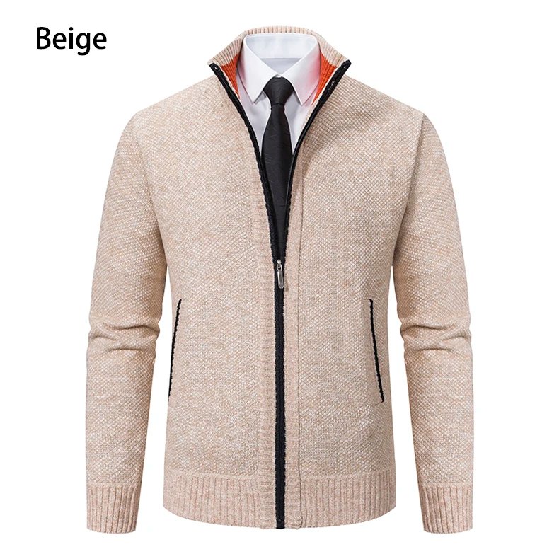 Men's Casual Sports Coat Solid Color Stand Collar sweater Grab Fleece Warm Zipper Cardigan Men's Casual Sports Coat Solid Color Stand Collar sweater Grab Fleece Warm Zipper Cardigan