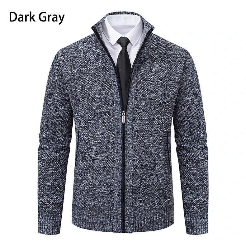 Men's Casual Sports Coat Solid Color Stand Collar sweater Grab Fleece Warm Zipper Cardigan Men's Casual Sports Coat Solid Color Stand Collar sweater Grab Fleece Warm Zipper Cardigan