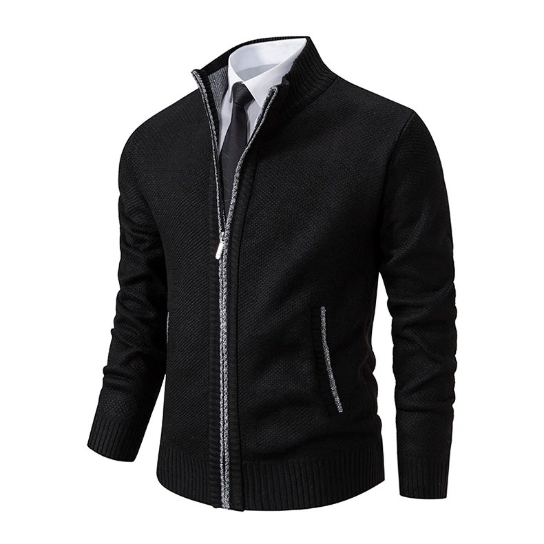 Men's Casual Sports Coat Solid Color Stand Collar sweater Grab Fleece Warm Zipper Cardigan Men's Casual Sports Coat Solid Color Stand Collar sweater Grab Fleece Warm Zipper Cardigan