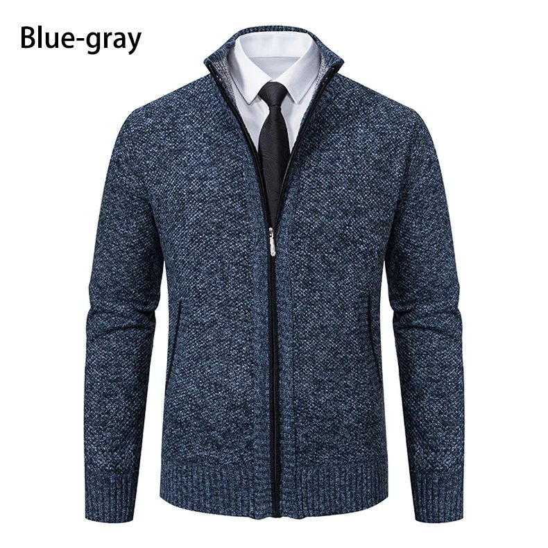 Men's Casual Sports Coat Solid Color Stand Collar sweater Grab Fleece Warm Zipper Cardigan Men's Casual Sports Coat Solid Color Stand Collar sweater Grab Fleece Warm Zipper Cardigan