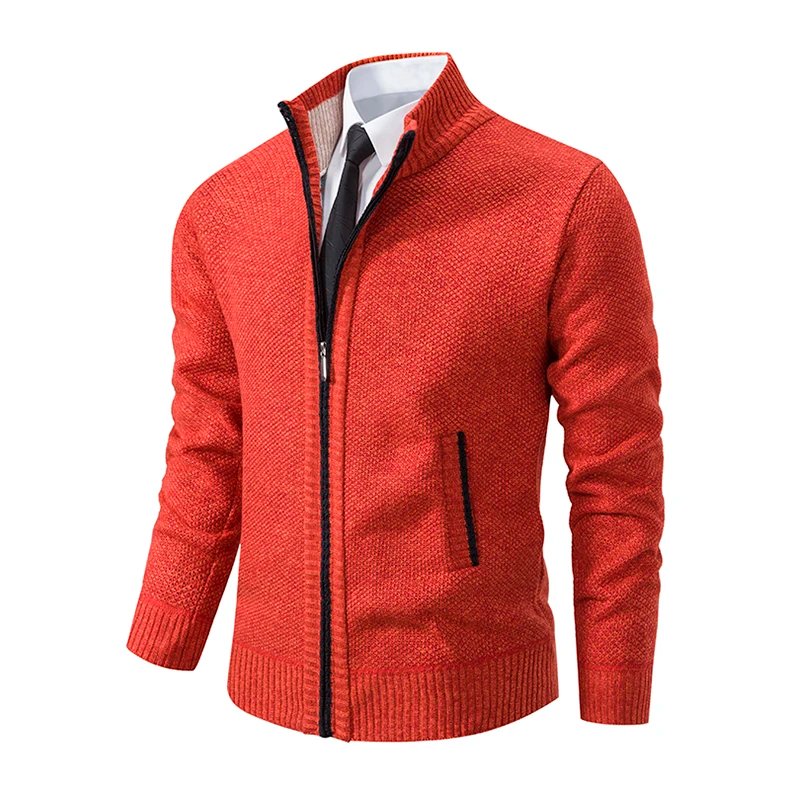 Men's Casual Sports Coat Solid Color Stand Collar sweater Grab Fleece Warm Zipper Cardigan Men's Casual Sports Coat Solid Color Stand Collar sweater Grab Fleece Warm Zipper Cardigan