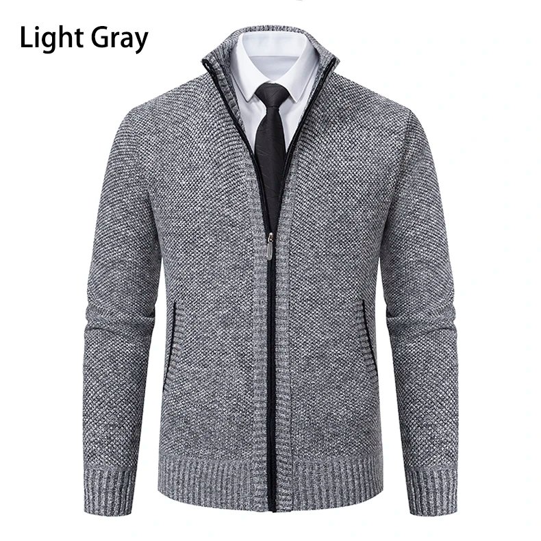 Men's Casual Sports Coat Solid Color Stand Collar sweater Grab Fleece Warm Zipper Cardigan Men's Casual Sports Coat Solid Color Stand Collar sweater Grab Fleece Warm Zipper Cardigan