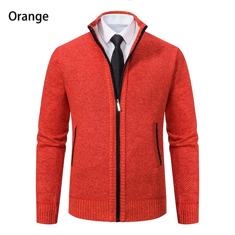 Men's Casual Sports Coat Solid Color Stand Collar sweater Grab Fleece Warm Zipper Cardigan Men's Casual Sports Coat Solid Color Stand Collar sweater Grab Fleece Warm Zipper Cardigan