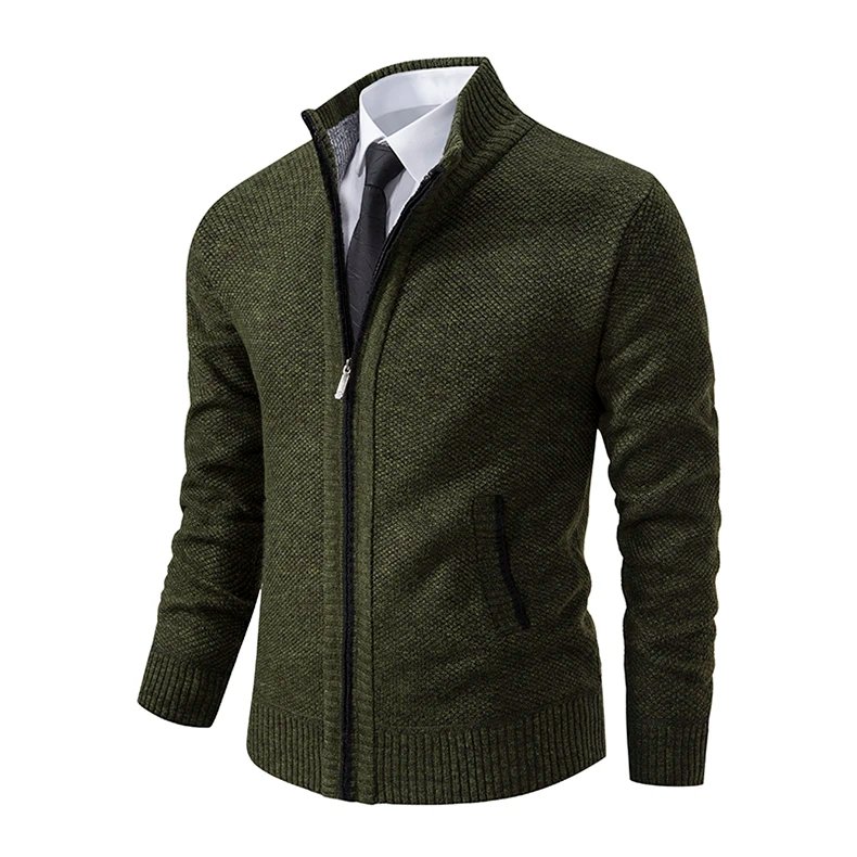 Men's Casual Sports Coat Solid Color Stand Collar sweater Grab Fleece Warm Zipper Cardigan Men's Casual Sports Coat Solid Color Stand Collar sweater Grab Fleece Warm Zipper Cardigan