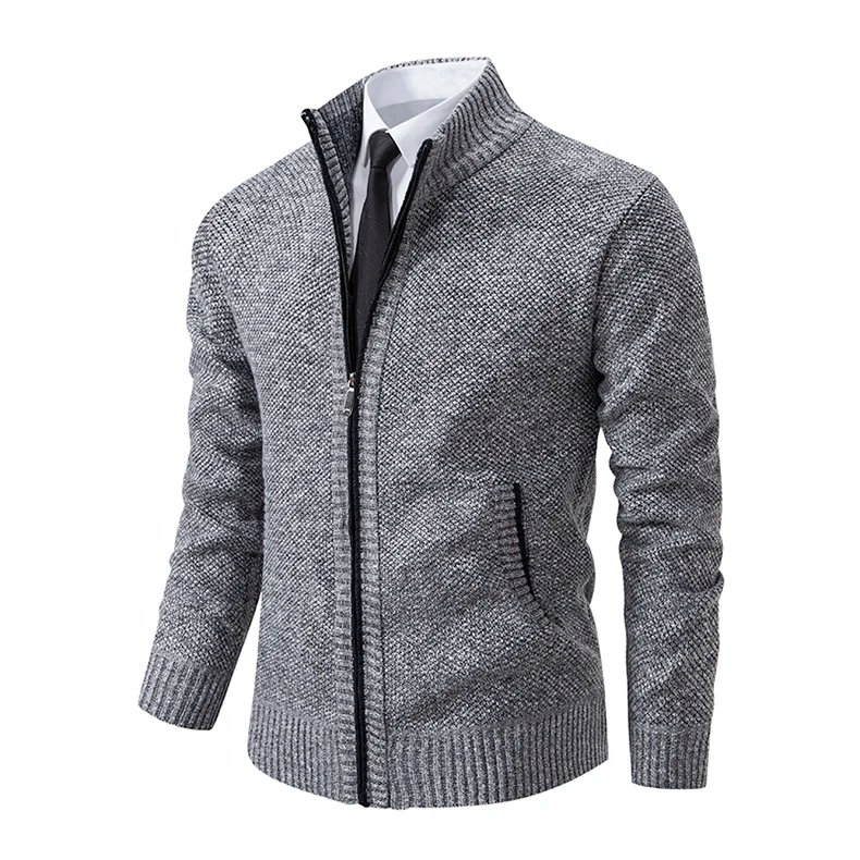 Men's Casual Sports Coat Solid Color Stand Collar sweater Grab Fleece Warm Zipper Cardigan Men's Casual Sports Coat Solid Color Stand Collar sweater Grab Fleece Warm Zipper Cardigan