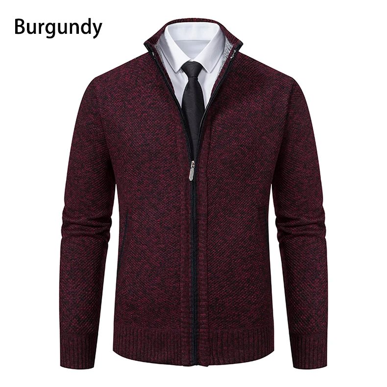 Men's Casual Sports Coat Solid Color Stand Collar sweater Grab Fleece Warm Zipper Cardigan Men's Casual Sports Coat Solid Color Stand Collar sweater Grab Fleece Warm Zipper Cardigan