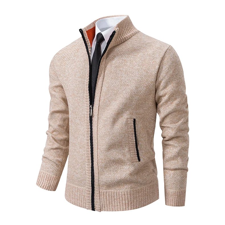 Men's Casual Sports Coat Solid Color Stand Collar sweater Grab Fleece Warm Zipper Cardigan Men's Casual Sports Coat Solid Color Stand Collar sweater Grab Fleece Warm Zipper Cardigan
