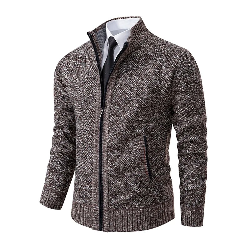 Men's Casual Sports Coat Solid Color Stand Collar sweater Grab Fleece Warm Zipper Cardigan Men's Casual Sports Coat Solid Color Stand Collar sweater Grab Fleece Warm Zipper Cardigan