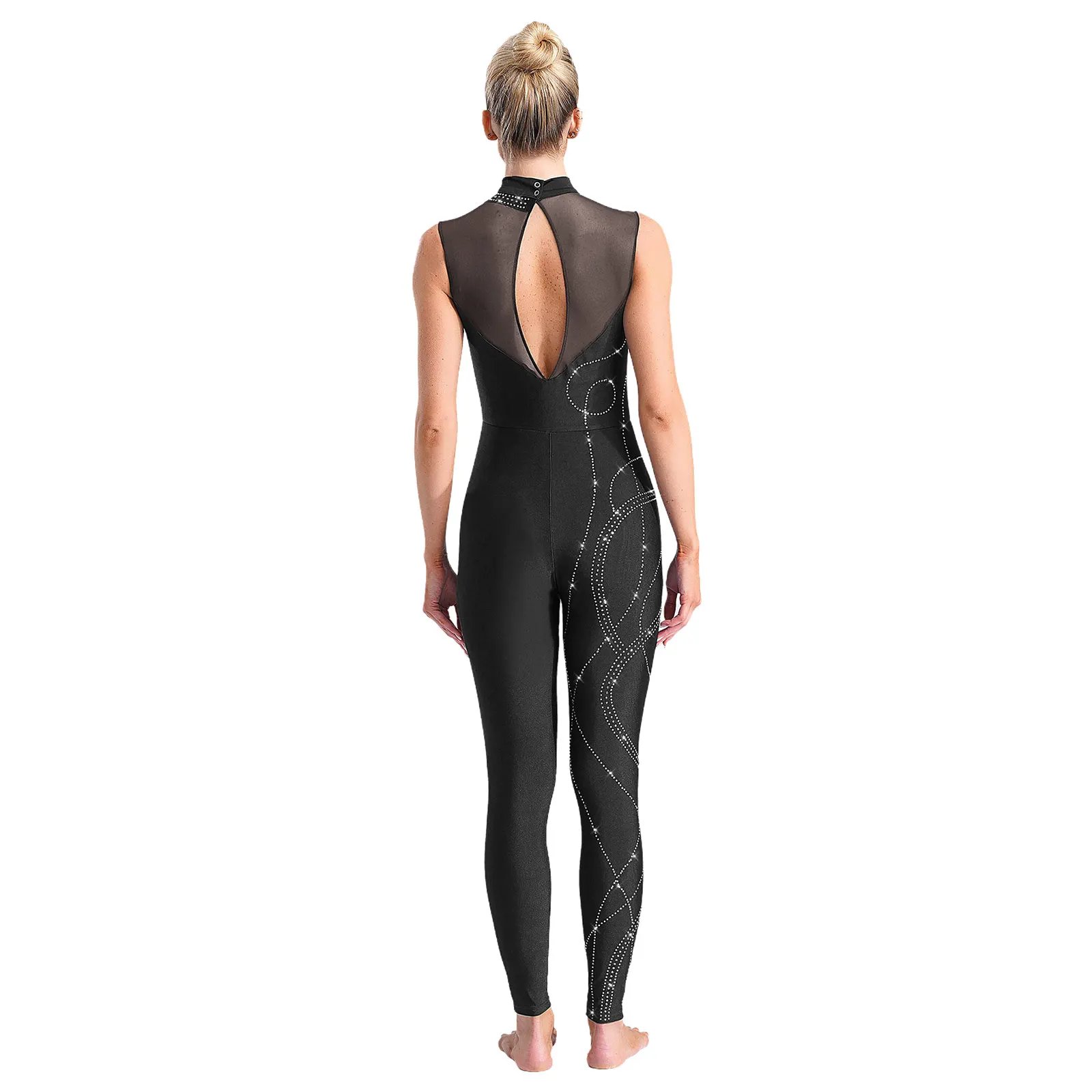 Womens Rhythmic Gymnastics Artistic Figure Skating Dance Costume Shiny Rhinestones Ballet Dance Unitards Jumpsuit Full Bodysuit Womens Rhythmic Gymnastics Artistic Figure Skating Dance Costume Shiny Rhinestones Ballet Dance Unitards Jumpsuit Full Bodysuit