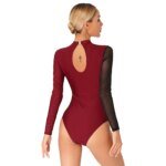Women Rhythmic Gymnastics Jersey Artistic Figure Skating Ballet Dance Costume Shiny Rhinestone PracticeLeotard Jumpsuit Bodysuit - Image 5